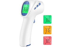 VIPROUD No-Touch Forehead Thermometer for adults, Infrared Digital Thermometer for Kids & Babies with LCD Backlight Display, Fever Alarm and 1 second Reading (White)