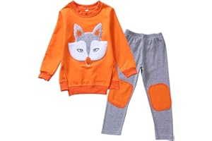 amropi Ragazze Manica Lunga Felpa e Leggings Pantaloni con Doppi Ginocchiere 2 PCS Set Completo per 2-13 Anni