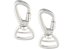Husalsea 2-Pack Zinc Alloy Spring Carabiner Clips, Dog Lead Clips, Swivel Snap Hooks for Dog Leash, Durable Dog Lead Hooks with 360° Rotation for Leashes, Outdoor Gear, key rings, Silver