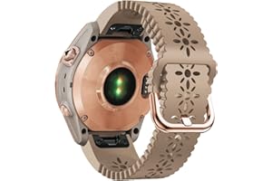 YOOSIDE Silikonowy pasek do zegarka o szybkim dopasowaniu, 20 mm, kompatybilny z Garmin Instinct 2S / Fenix 7S / Fenix 6S / Fenix 5S, miękki koronkowy silikonowy sportowy wydrążony wąski pasek na