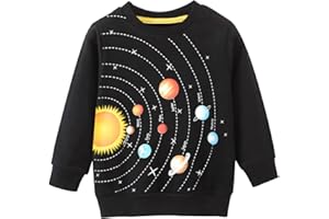 EULLA Sudadera de manga larga para niños y niños, algodón, dinosaurio, excavadora, tractor, espacio, planetas, invierno, tops 1 2 3 4 5 6 7 años 92 98 104 110 116 122