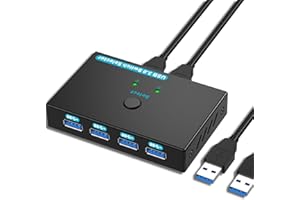 SGEYR USB 3.0 Switch 2 In 4 Out USB Sharing Switcher USB 3.0 KVM Umschalter für 2 PC Teilen 4 USB für Drucker, Tastatur, USB Sticks, Festplatten, Maus, Headset usw, mit 2 USB Kabel