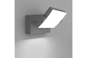 Klighten 24W LED Lámpara de Pared Exterior Interior IP65, Luz de Pared Ajustable, Moderno Apliques de Pared Aluminio para Entrada Jardines Terraza Sala, Blanco Frio 5700K-6000K, Gris Oscuro