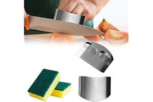 NNBWLMAEE Protector de dedos de acero inoxidable, protectores de dedos para cortar alimentos, protector de corte de cuchillo de acero inoxidable, protector de dedos de acero inoxidable para cortar (2 unidades,