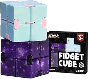 Bunmo Infinity Cubes Fidget Pack 2pc Infinity Cube Fidget Toy Pack Purple Galaxy Pink Blue Fidget Cube Doubles As Stress Relief Anxiety Relief And Stocking Stuffers For Kids Amazon Co Uk