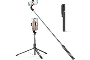 ATUMTEK Kijek do selfie ze zdejmowanym pilotem zdalnego sterowania Bluetooth, 150 cm, wysuwany kijek do selfie do iPhone'a i systemu Android, nagrywanie wideo, blogowanie i transmisja na żywo