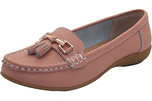 JO & JOE Femme Cuir Plat Mocassin Femmes Décontracté Confortable Cuissard Talon Bas Compensé Chaussures Travail