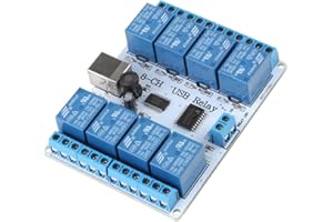 HILITAND Controlador de m¨®dulo de placa de rel¨¦ USB tipo B de 8 canales DC para rob¨®tica de automatizaci¨®n 12V
