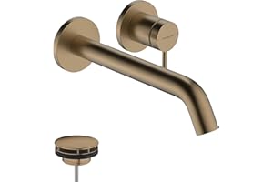 hansgrohe Tecturis S - Waschtischarmatur Unterputz für Wandmontage, Wasserhahn Bad mit Auslauf Länge 22,5cm, Mischbatterie Waschbecken wassersparend (EcoSmart+), Brushed Bronze