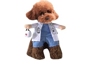 XIAOYU Cachorro Perro Gato Disfraz de Halloween, Disfraz Estilo médico, médico Abrigo Caja de Medicina para la Fiesta de Cosplay Perro Gato, S