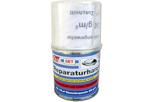 STC Reparaturharz Set 250 g mit Glasfasermatte & Härter – Polyesterharz für GFK Reparatur, Karosserie, Boot, Auto, Modellbau – inkl. Spachtel und Mischbecher – Profi Laminierharz – Made in Germany