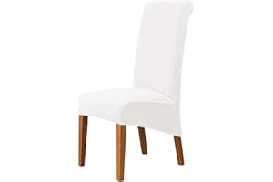 MILARAN Velvet Large Chair Covers for Dining Room, Soft Stretch Seat Slipcover for Large Dining Chair, Washable Removable Parsons Chair Protector, Set of 2,White