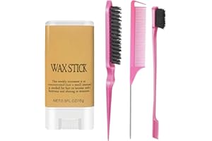 RUICHING Hair Wax Stick & Slick Back Hair Brush Set, Edge Control Styling Brush Hair Finishing Stick for Smoothing Flyaways, Non-greasy Long-Lasting Hair Mascara Gel Accessories for Women, Teen Girls
