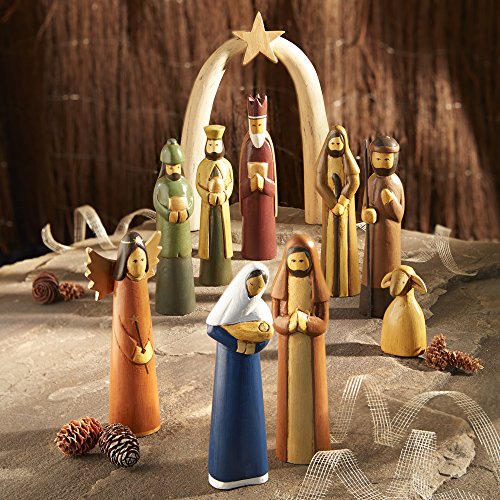 Hand Carved 10 Piece Nativity Set from Indonesia
