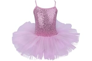 IEFIEL Justaucorps de Danse Classique Ballet Tutu Paillettés Sans Manches Enfant Fille Justaucorps Gymnastique 2-16 Ans