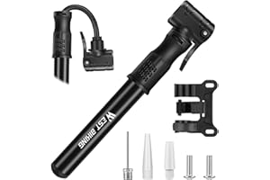 SDHIIOLP Mini bomba de bicicleta, portátil de dos válvulas, bomba de aire de aluminio para bicicleta, todas las válvulas, inflador rápido de neumáticos adecuado para bicicleta de montaña, bicicleta de