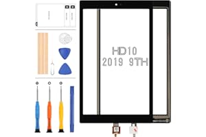 LADYSON Screen for Amazon Fire HD 10 HD10 2019 9th Generation M2V3R5 Touch Screen Digitizer Outer Full Glass Panel Lens Replacement Kits with Repair Tools (LCD Not Include)