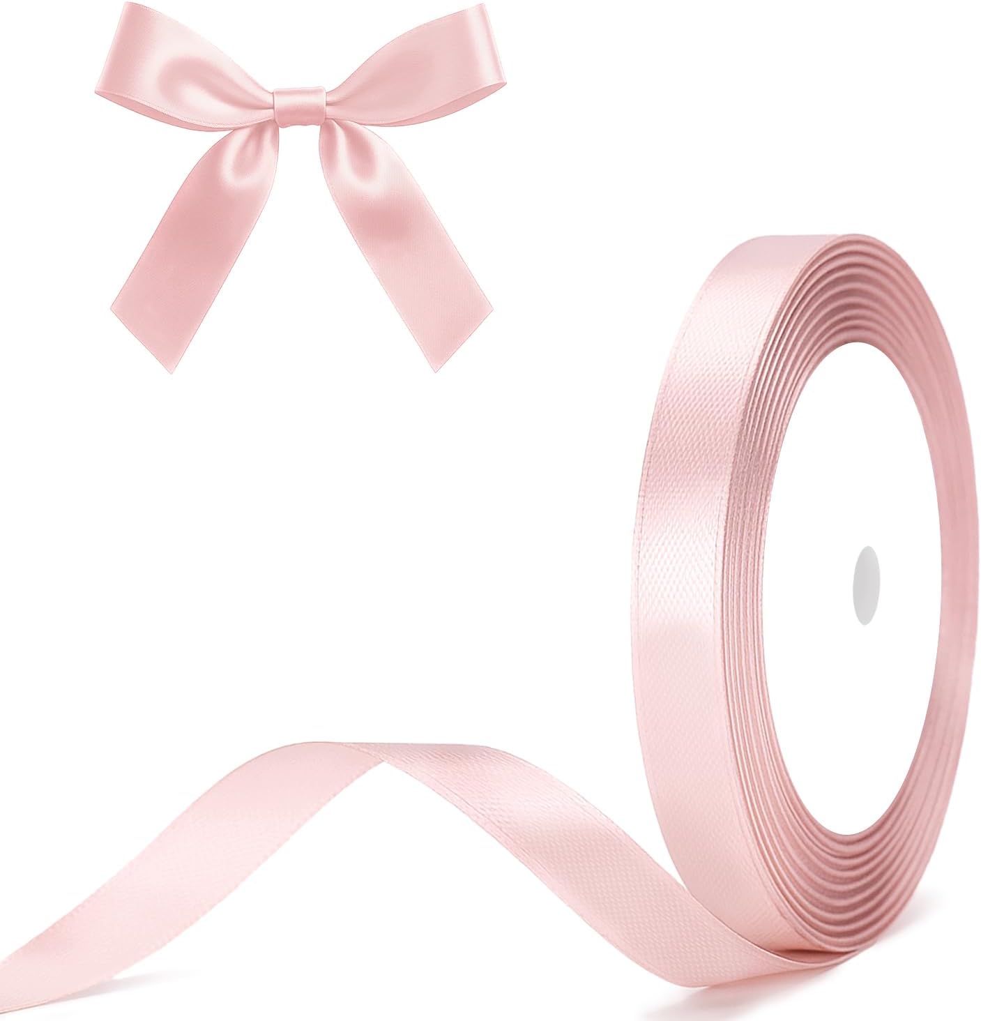 G2PLUS Baby Pink Satin Ribbons 10mm: Thick Fabric Gift Wrap Ribbons for Crafting, Party Decoration, 22m