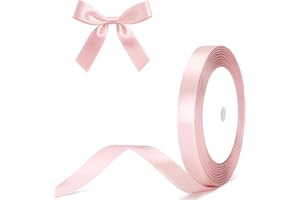 G2PLUS Baby Pink Satin Ribbons 10mm: Thick Fabric Gift Wrap Ribbons for Crafting, Party Decoration, 22m
