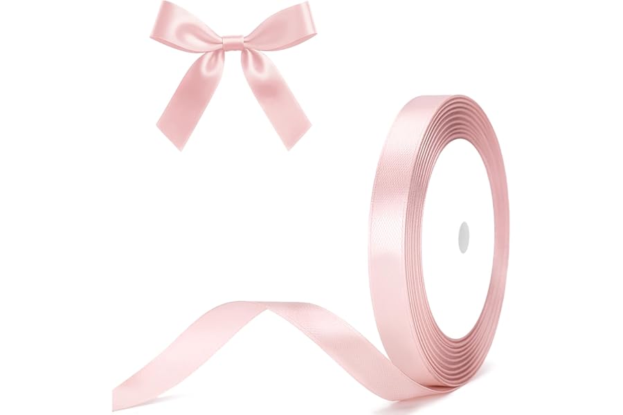 G2PLUS Baby Pink Satin Ribbons 10mm: Thick Fabric Gift Wrap Ribbons for Crafting, Party Decoration, 22m