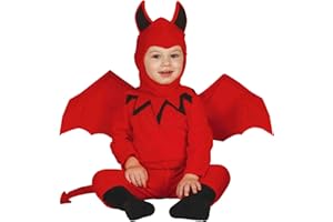 FIESTAS GUIRCA | Baby Teufelchen Kostüm - Inklusive Flügel, Kapuze, Schwanz und Overall - Teufel Kostüme für Halloween und Kostümpartys - Ideal für Unisex Babys - Rot