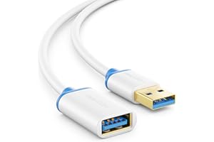 deleyCON 1,5m USB 3.0 Super Prędkość Przedłużacz - Złącze USB A do Gniazdo USB A - Technologia USB 3.0 Super Speed do 5 Gbit/s - Biały/Niebieski