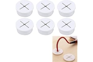 RAKIUTY Flexible Silicone Cable Guide, Desk Cable Guide, 2 cm, Desk Hole Cover, Flexible Cable Guide, Cable Guide, for Desktop Cable Organiser, Desk, Pack of 6, White