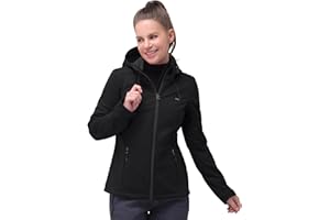 33,000ft Damen Softshelljacke Wasserdichte Winddichte Funktionsjacke Atmungsaktive Übergangsjacke Leichte Fahhradjacke mit Kapuze Windbreaker zum Laufen, Radfahren, Wandern