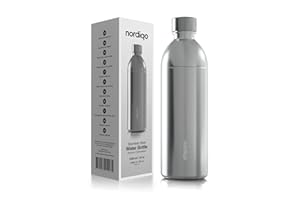 Nordiqo Botella de acero inoxidable de alta calidad de 1,219.0 g, compatible con máquinas de refrescos Aarke y Philips, sin fecha de caducidad, apta para lavavajillas, a prueba de fugas, sin BPA
