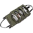 KH Tool Roll,Multi-Purpose Tool Roll Up Bag, Wrench Roll Pouch,Canvas Tool Organizer Bucket,Car First Aid Kit Wrap Roll Storage Case,Hanging Tool Zipper Carrier Tote,Car Camping Gear (Green)