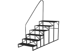 6 Stufen Trittstufe mit Griff, RV Trittleiter|Poolleitern|Stufen im Freien Haustiertreppe, Standtreppe Hocker Kinder aus Stahl Max 300kg, Haushaltsleiter für Spa/Hof/Mobile Home