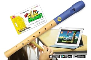 VOGGENREITER Flute Master Flûte à bec bergamelle Doigté allemand avec Flute Master Bleu/naturel – Bois/plastique.