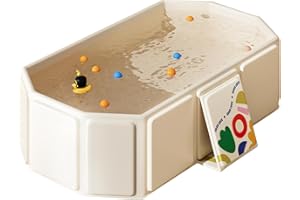 VAIZIYA Baignoire pliable bébé - Multifonction et portable pour enfants 0-8 ans, Baignoire enfant pliable pour douche avec bouchon de vidange, Économisante en espace, Solution pratique et spacieuse, Beige