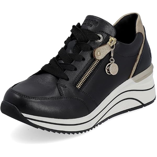 Remonte D1C06 Baskets Basses Femme Semelle Lâche Cuir Confortable - Fermeture Éclair