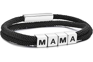 TempBeau Armband Damen Geschenk für Mama : Lagenarmband Schwarz Rosa Weinrot 17cm 19cm Mutter Armbänder Geburtstagsgeschenk Muttertagsgeschenk Weihnachten Schmuck Armkette für Frauen Mädchen