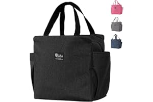 Aiuuee Borsa Frigo 9L, Borsa Termica Porta Pranzo, Borse Frigo Impermeabile, Borse Termiche Pieghevole, Borsetta Termica, Borsa Pranzo Portatile per Scuola Ufficio Lavoro Viaggio Picnic (Nero)