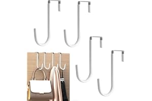 Durdiiy Crochet Porte 4 Pièces Crochet en Forme de Z Crochet de porte à accrocher Crochets Paterre de Porte Manteau Crochets Sans perçage Pour porte-serviettes Suspendre Vêtements, Chapeaux (Blanc)