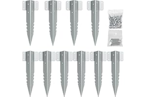 Xyxu Small Railway Sleeper Brackets, 10Pack Metal Railway Sleeper Stakes For Garden Edging, Galvanised Steel Jagged Garden Sleepers Brackets Fixings for Timber Raised Beds, Driveway, Path Edging
