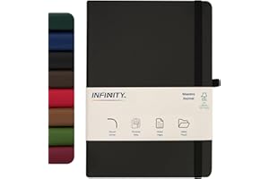 INFINITYMARKET Infinity Notebook Journal, Maestro Journal Notebook Ruled Paper - A5 size 80 GSM Thick Lined Paper Hard Cover Classic Writing Journals, Diary with Rear Pocket & Pen Holder