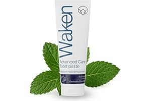 Waken Advanced Care Toothpaste 6-in-1 Formula - SLS Free with Natural Peppermint & Fluoride, Vegan Toothpaste for Fresh Breath, Clean Teeth & White Smile, 75ml