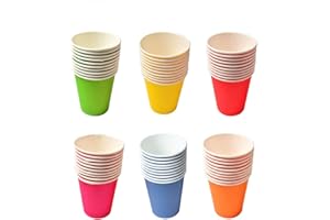 Basetousual 60 Pièces Gobelets Carton Jetables, Gobelet En Carton, Gobelet Plastique Jetables,gobelet Carton Jetable Pour Café Et Jus De Fruit, Pour Mariage, Bricolage, Fête (6 Couleurs)
