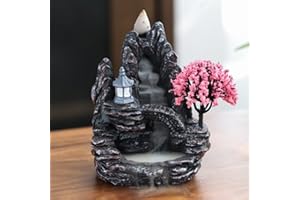 Backflow Incense Burner Räuchergefäß,Suuwwn Harz Weihrauchbrenner Wasserfall Weihrauchhalter Landschaft Rückfluss Räuchergefäß Räucherstäbchenhalter Home Decoration Aromatherapie Ornament (A)