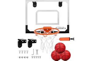 NaXew Indoor Basketball Hoop for Bedroom | Wall Mounted/Over Door Mini Basketball Hoop Includes Basketball and Net