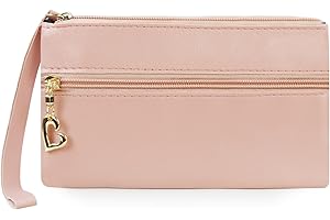 FuninCrea Ladies Purse Women's Wristlet Clutch Purse Coin Purse, Double Zipper Pockets Womens Purses Card Holder Wristlet Bag Large Women's Wallets with Wrist Strap for Card Coin Cash