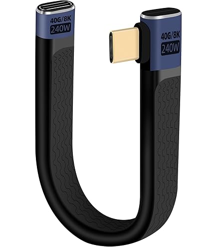 Cavo USB C Piatto 40Gbps 240W | QUARKZMAN | Tipo C Maschio-Maschio Con Piegatura Laterale, 13,6 Cm, Per Ricarica Rapida E Trasferimento Dati - 5