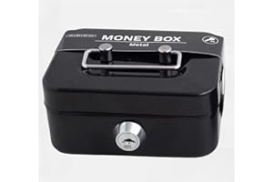 XNSHUN Kleine Geldkassette Kleiner Safe, Kasse Mit 2 Schlüsseln Geldkassette Abschließbar, Tresor, Trinkgeldkasse, Geldkasse Für Münzen & Scheine, 11.5 X 8.5 X 5.8 cm (Schwarz)