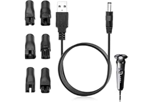 BUYSOW Caricabatterie per Rasoio 5V, Cavo Universale da USB a DC, Kit Adattatore di Alimentazione con 6 Connettori, Cavo di Alimentazione Sostitutivo per Una Varietà di Rasoi/Purificatori/Lampade da Tavolo