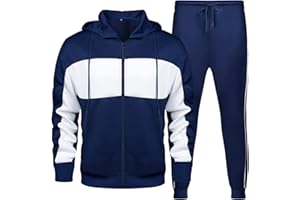 WIRLTTE Mens Tracksuit Set Bottoms Full Zip Hooded Top Joggers Trousers Casual Fleece Gym Suit Jacket with Pockets