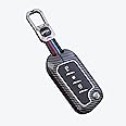 STYLENFLAUNT® Luxury Waterproof Metal Carbon Fiber Black Soft Silicon Car Key Shell with Keychain & 3 Button Metal Luxury Car Key Cover for 3XO, Thar, XUV700, Scorpio-N 2023, Bolero