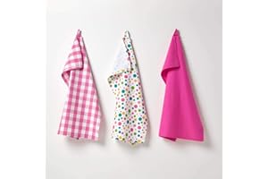 Homescapes 3-tlg. Geschirrtücher-Set ‚Bunte Punkte‘, 3 saugfähige Geschirrhandtücher aus 100% Baumwolle, bunte Küchentücher